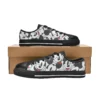 Side angle of comfortable black Mickey Mouse kids shoes displaying high-resolution cartoon graphics and non-slip rubber soles.