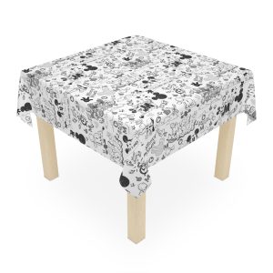 Rectangular polyester tablecloth featuring Mickey Mouse Clubhouse characters and personalized 'Happy 3rd Birthday' text