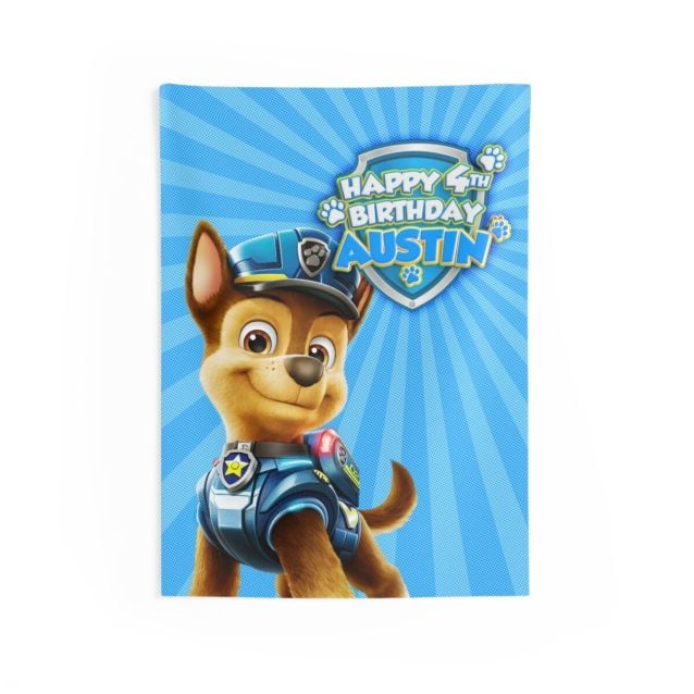 Paw Patrol Chase Birthday Banner 26" × 36" PimpYourWorld