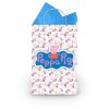 A printable Peppa Pig goodie bag front on a paper party bag — the classic Peppa Pig logo badge with Peppa beside it, on the pink Peppa-and-friends pattern.