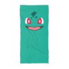 Shown here at 30 inches by 60 inches, the Bulbasaur beach towel in soft quick-dry terry.