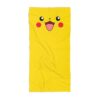 Personalized Pokemon beach towel showing Pikachu with a printed name on soft quick-dry terry.