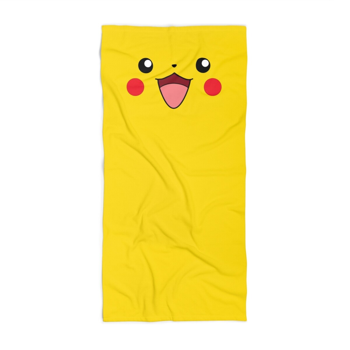 Personalized Pokemon beach towel showing Pikachu with a printed name on soft quick-dry terry.