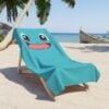 Close-up of the Squirtle design on a custom beach towel with a soft one-sided print.