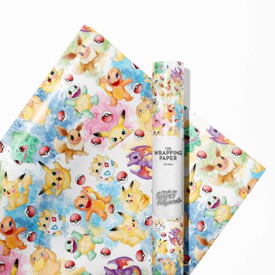 Pokemon Wrapping Paper | Pikachu &amp; Friends Gift Wrap Rolls For Kids ...
