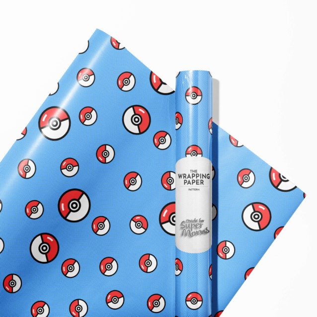 Vibrant Pokemon wrapping paper showcasing a battle scene with Charizard.