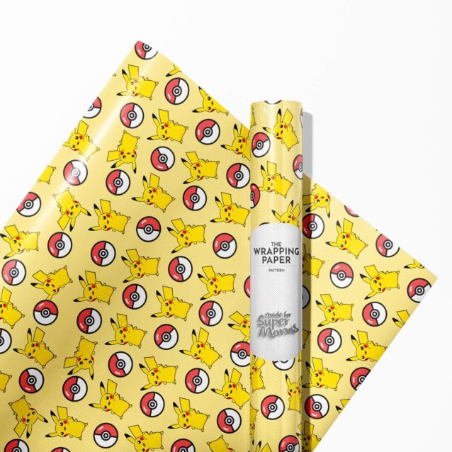 A gift wrapped beautifully in colorful Pokemon wrapping paper.
