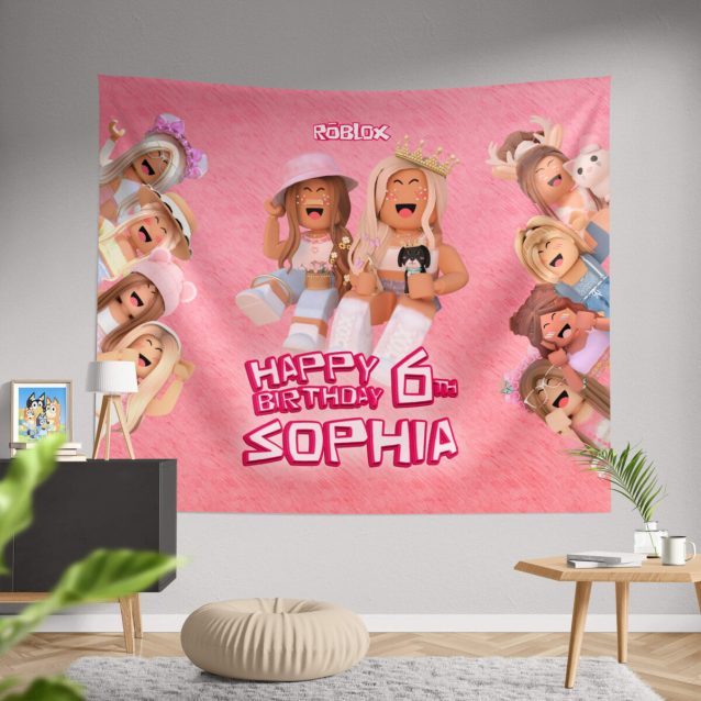 Example of a horizontal Roblox birthday banner (e.g., 60" x 40").