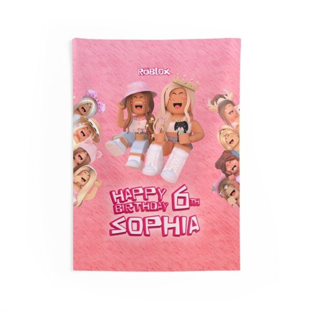 Personalized Roblox birthday banner featuring [Child's Name] and age.