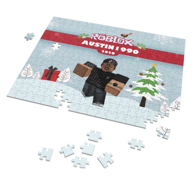 A hand holding a single puzzle piece with a custom username, illustrating the personalization feature.