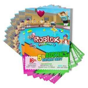 Roblox Pool Party Birthday Invitations PimpYourWorld