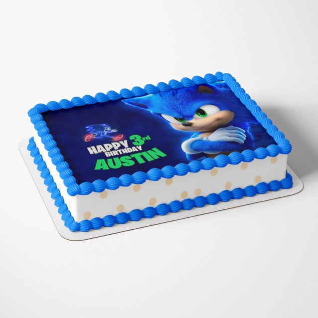Sonic the Hedgehog Cake Topper Blue 1/4 Sheet (8"x11") PimpYourWorld