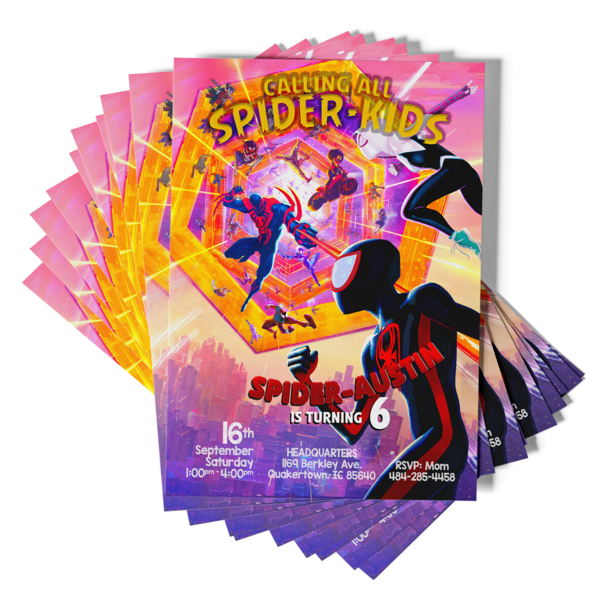 Spider Man Across The Spider Verse Birthday Invitation