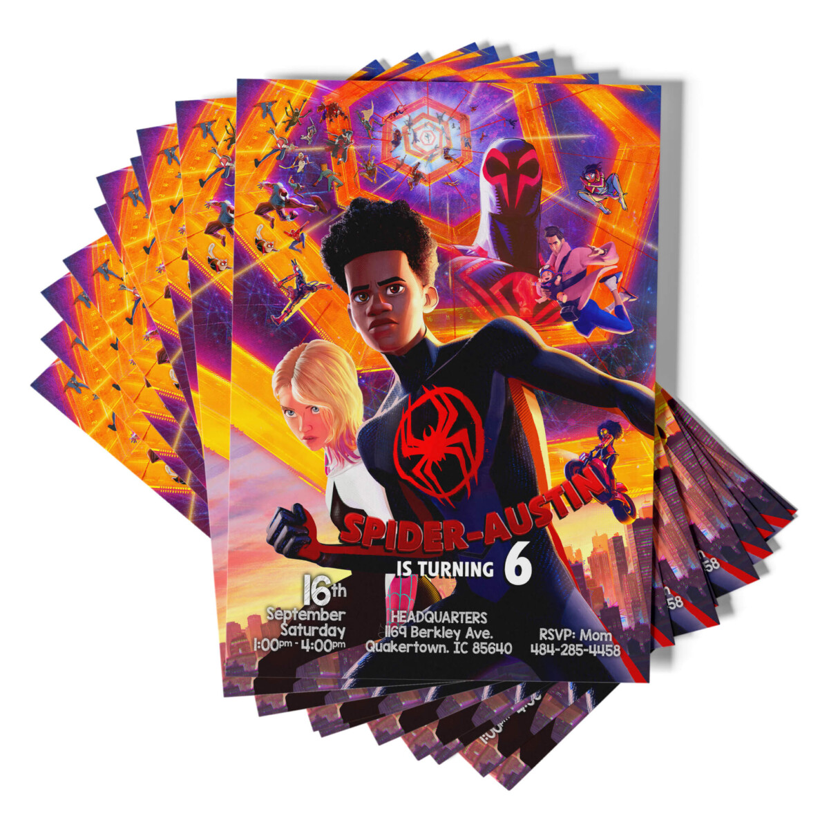 Spider-Man Across The Spider-Verse Birthday Invitation