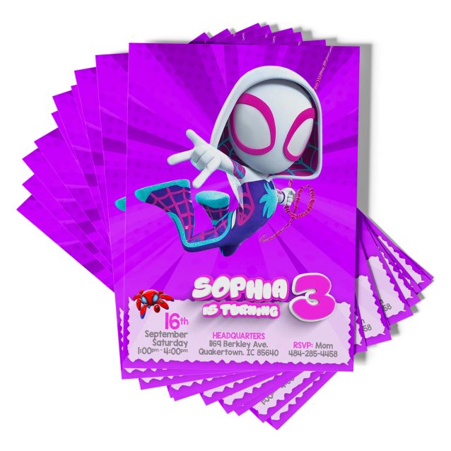 Spidey and His Amazing Friends Invitation Gwen PimpYourWorld