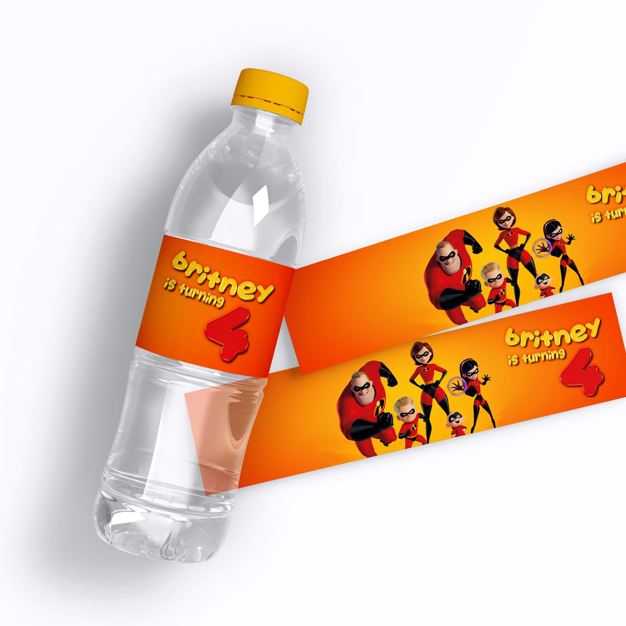 The Incredibles 2 Water Bottle Labels
