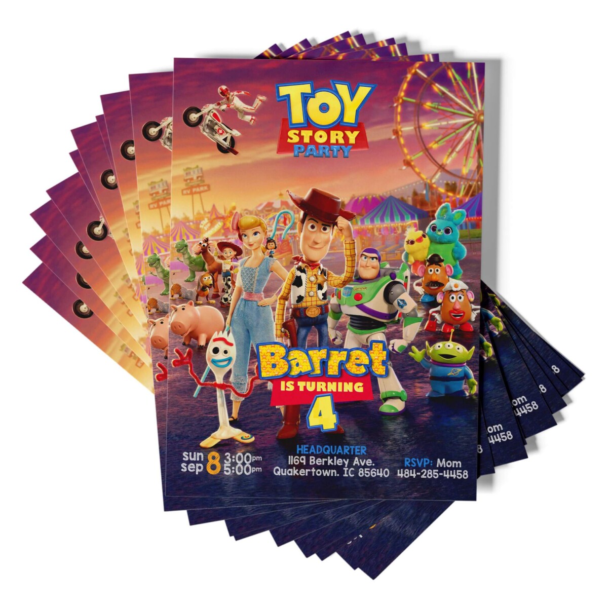 Toy Story 4 Birthday Invite