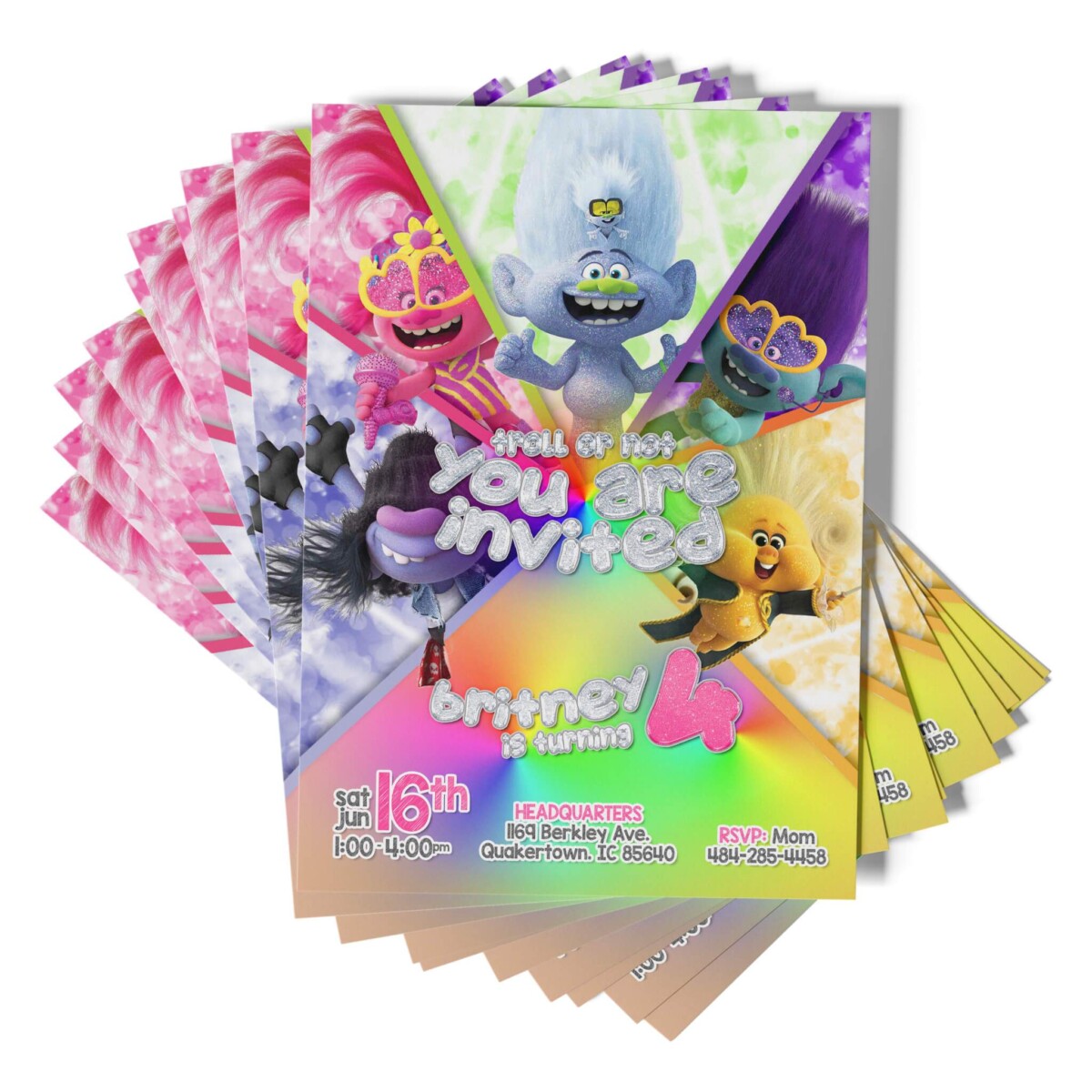 Trolls World Tour Invitations