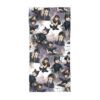Laid flat, the Wednesday Addams beach towel at 30 inches by 60 inches as a gothic size guide.