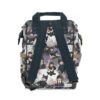 Back view of the Wednesday Addams diaper bag showing the padded back panel and adjustable shoulder straps.