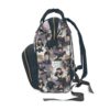Side view of the Wednesday Addams nappy bag with the all-over Wednesday collage print.