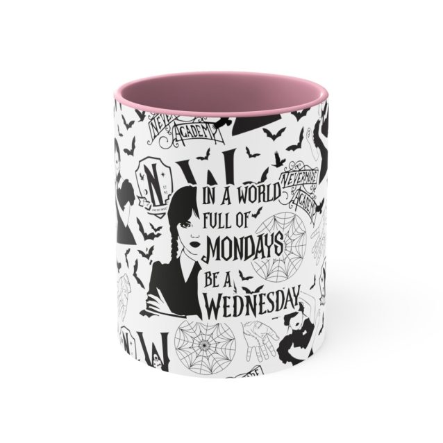 Wednesday Addams Multicolor Mug Pink PimpYourWorld