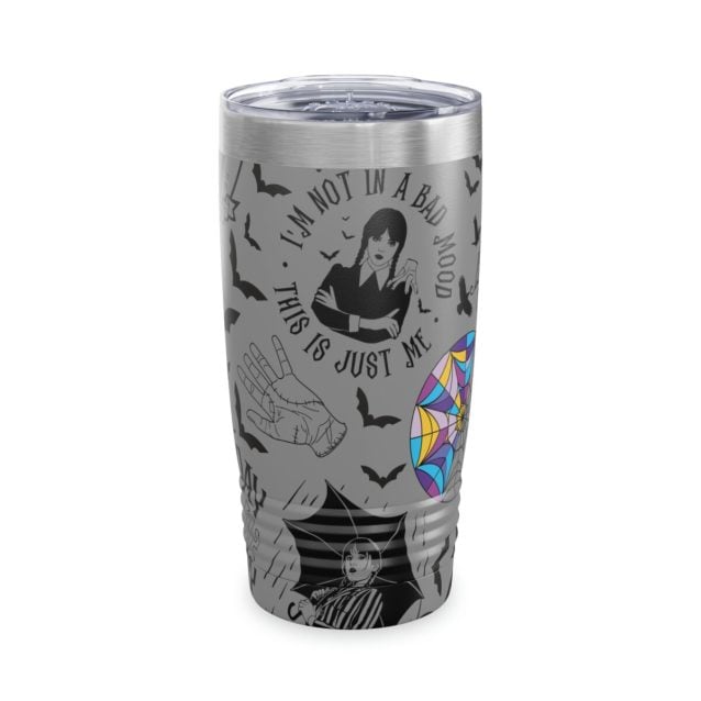 Wednesday Addams Multicolor Tumbler 20oz Gray PimpYourWorld