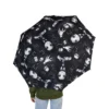 Underside of the Wednesday Addams umbrella showing its waterproof canopy.