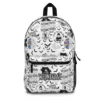 Front view of the custom personalized Wednesday Addams school backpack featuring a dark gothic character profile and waterproof canvas shell.