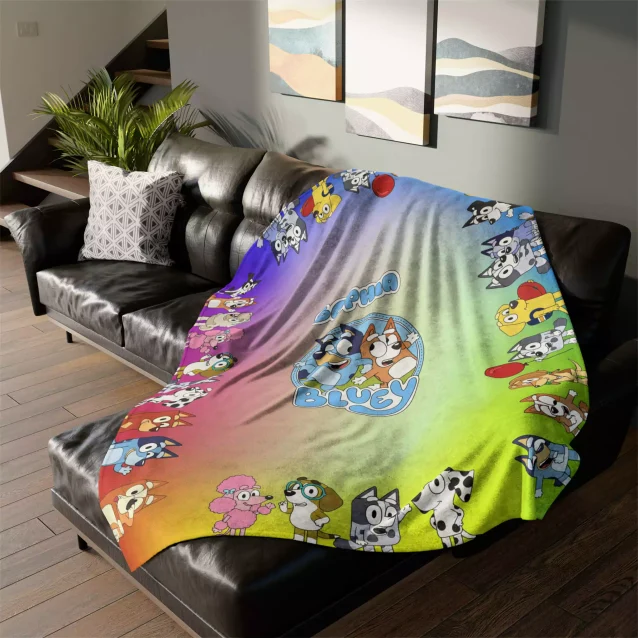 Bluey & Bingo themed fleece blanket, personalized just for you