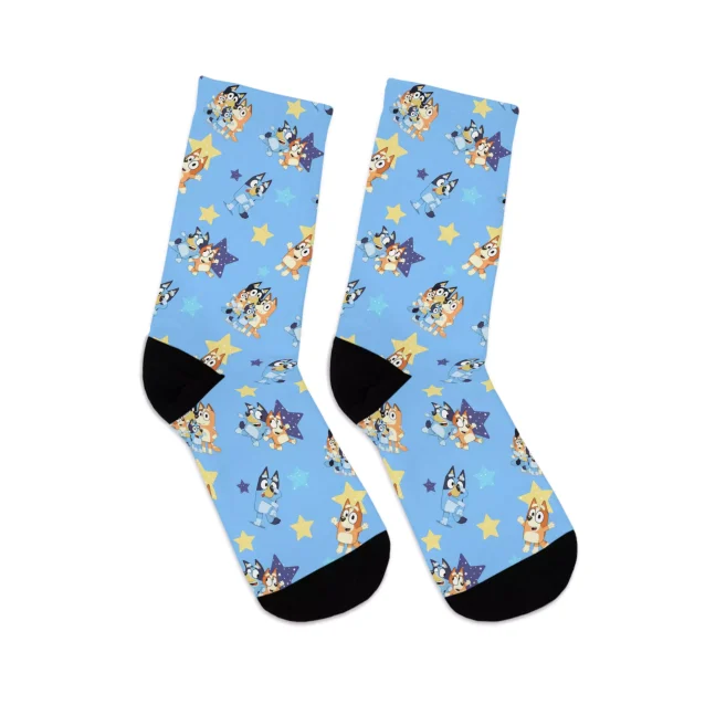 Cosy Bluey and Bingo Socks in Sky Blue