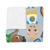 Cuddle up with your favorite Cocomelon friends on this plush blue fleece blanket.