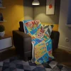 The Cocomelon fleece blanket displaying colorful characters from the show.