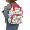 Bright red backpack diaper bag with everyone's favorite honey-loving bear.
