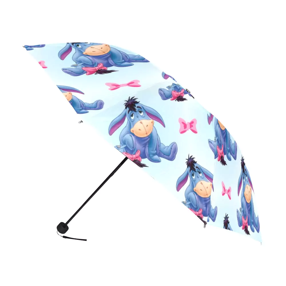 The Eeyore umbrella folded to 20.5 inches, ready for a bag.