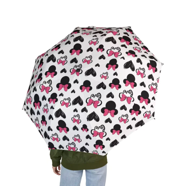Underside of the Minnie Mouse umbrella showing its waterproof canopy.