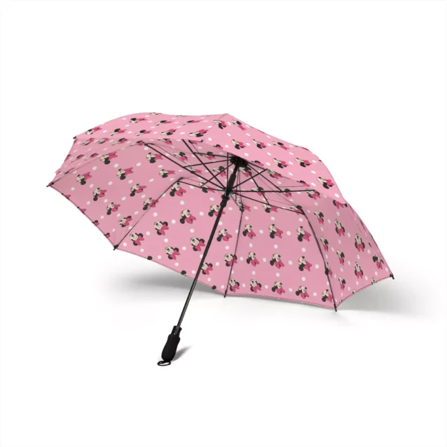 The Minnie Mouse umbrella open, spanning a generous 48 inches.