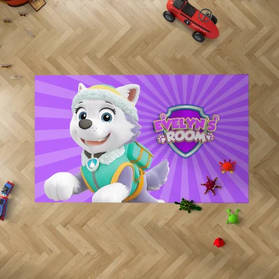 No mountain is too high for Everest! This personalized Paw Patrol rug inspires bravery and snowy fun with its playful design.