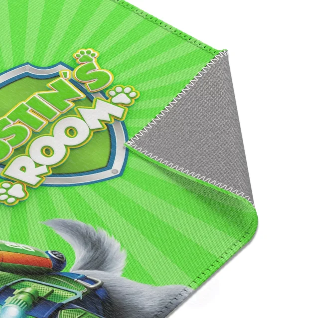 Gear up for fixing fun with this personalized Rocky Paw Patrol rug. Made from super-soft material, perfect for playtime adventures!