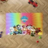 Colorful Paw Patrol rug featuring playful pups Chase, Marshall, Skye, and others. Perfect for playtime!