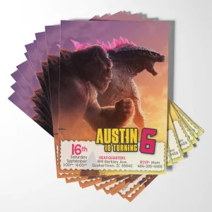 Make your child's birthday roar-some with a custom Godzilla invitation!