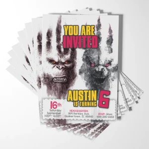Digital or printed Godzilla birthday invitations - customize details, get proofs fast!