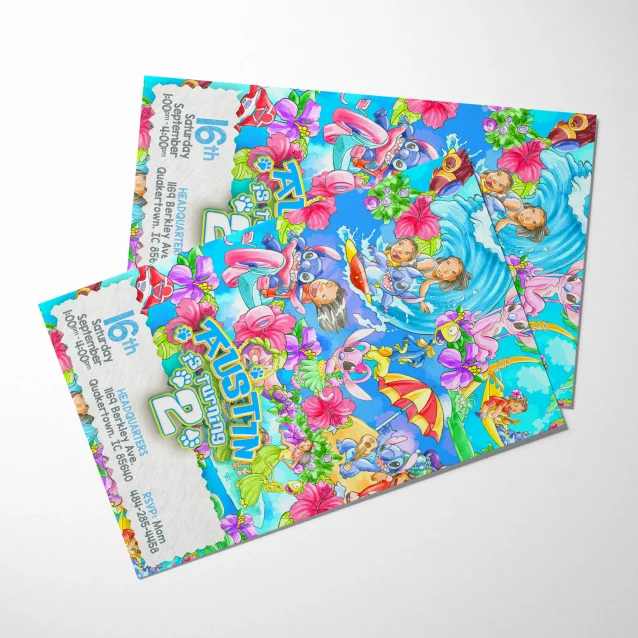 You're invited to a birthday that's truly galactic! Don't miss [Name]'s Lilo & Stitch party.