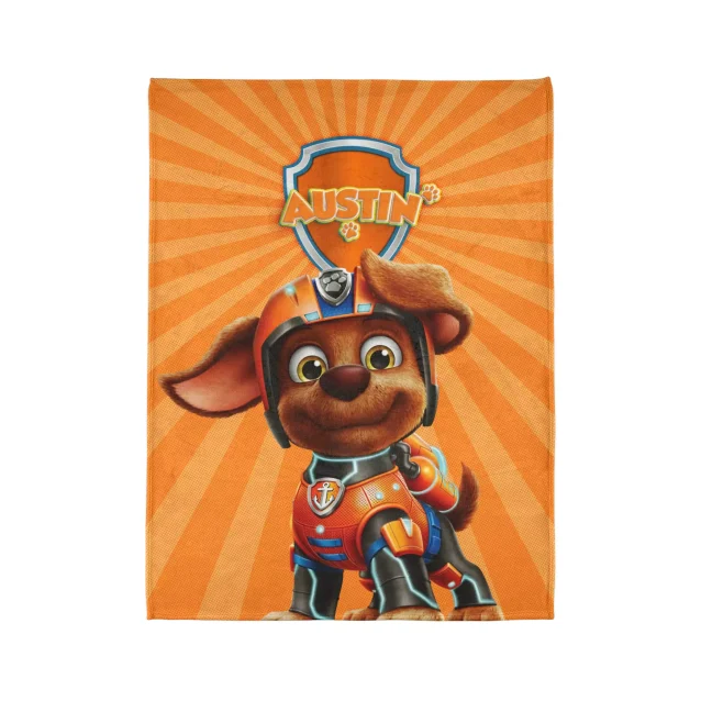 Paw Patrol's Zuma dives deep into adventure on this personalized fleece blanket, perfect for cozy bedtime swims!