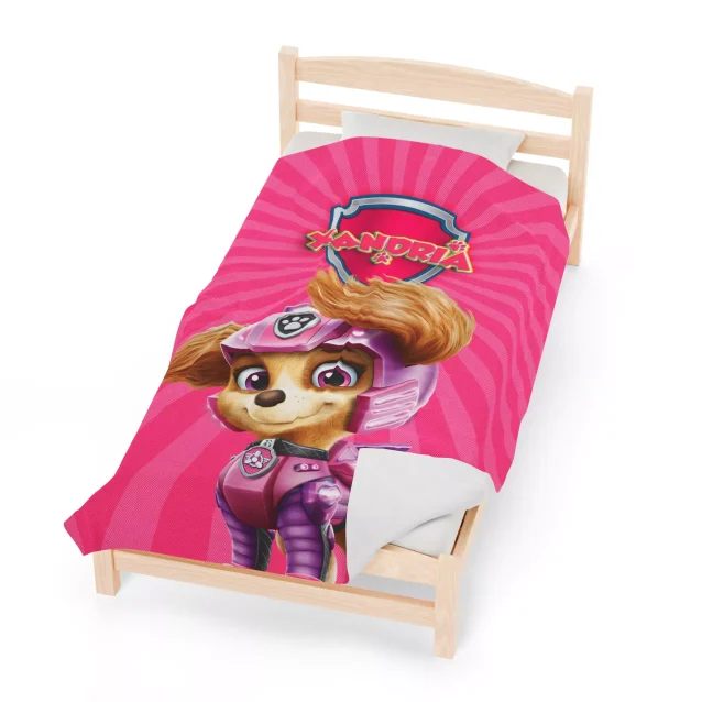 Make bedtime heroic with a personalized Paw Patrol Skye fleece blanket - free shipping included!