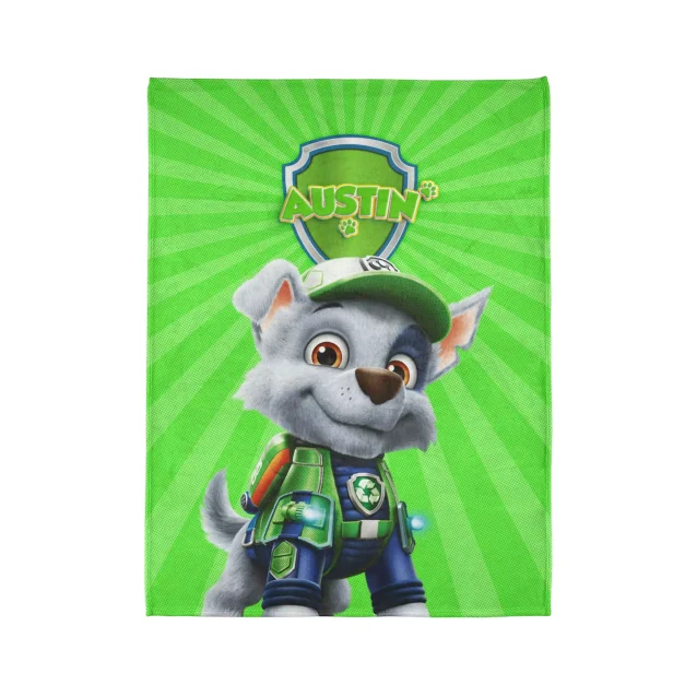 Find the perfect size for eco-adventures! This personalized Rocky fleece blanket comes in sizes=