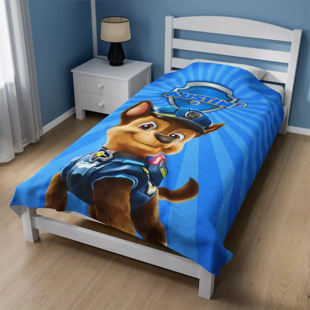 Get ready for adventure and snuggles with this personalized Chase fleece blanket in your choice of size!