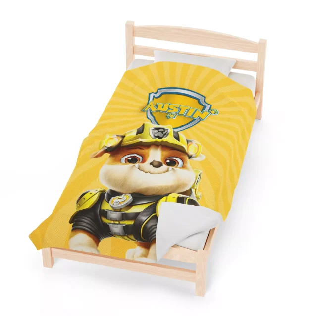 Find the perfect size for digging adventures! This personalized Rubble fleece blanket comes in sizes from crib to cuddle puddles for two.