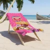 Pink Paw Patrol Skye beach towel with personalization. (This is a concise option that highlights the key features: Paw Patrol, Skye, pink color, and personalization.)