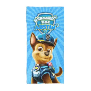 Paw Patrol Chase takes center stage on this personalized beach towel. A must-have for any Paw Patrol fan!